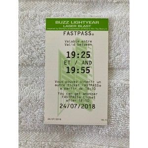 Disneyland Paris Buzz Lightyear Laser Blast EXPIRED FASTPASS FP Rare! Disney DLP